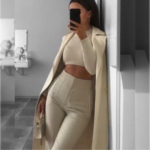 Zara Cream High-Waisted Trousers